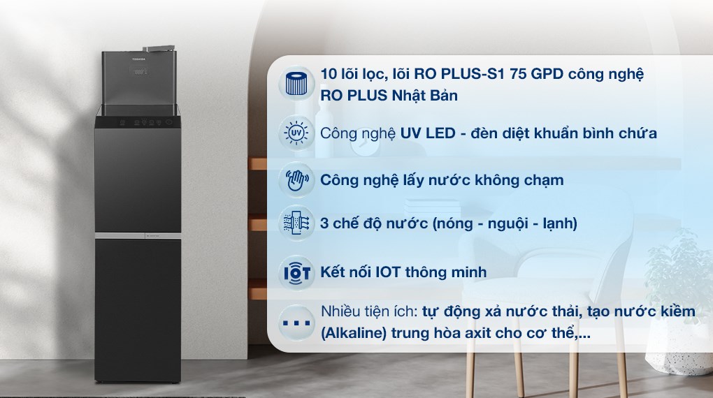 Máy lọc nước RO nóng nguội lạnh Hydrogen Toshiba TWP-W2399SVN(M) 10 lõi