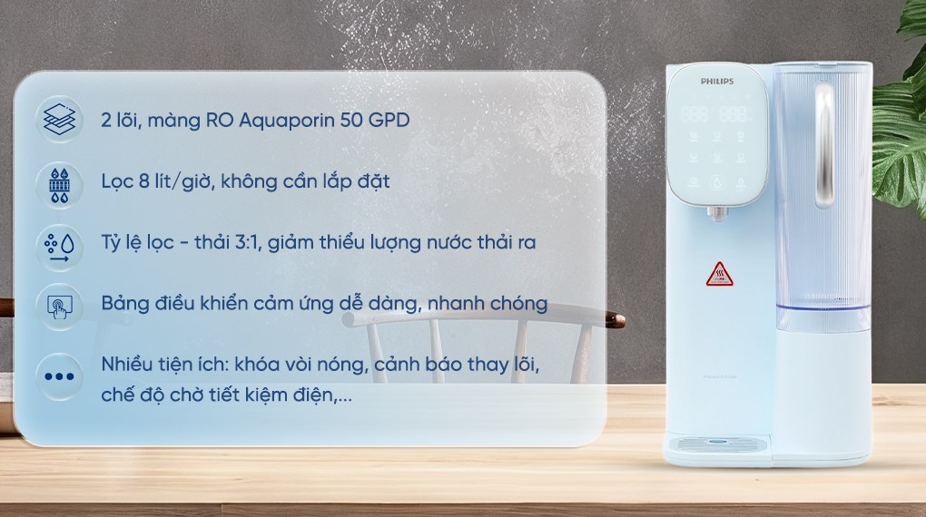 Máy lọc nước RO nóng nguội lạnh Philips ADD6912BL/90 2 lõi