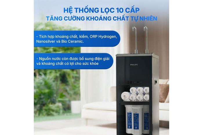 Máy lọc nước RO nóng nguội lạnh Philips ADD8912/74 10 lõi