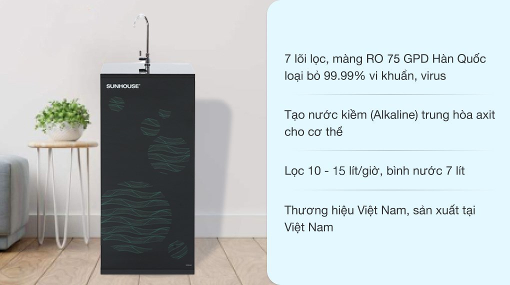 Máy lọc nước RO Sunhouse SHA8866K 7 lõi