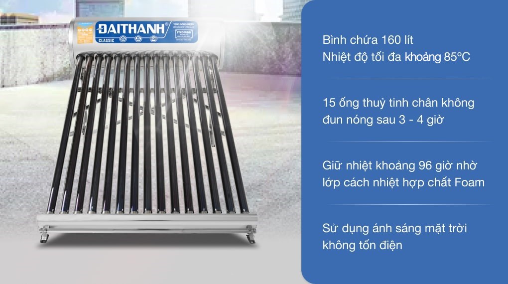 Máy nước nóng năng lượng mặt trời Đại Thành 160 lít Classic 58-15