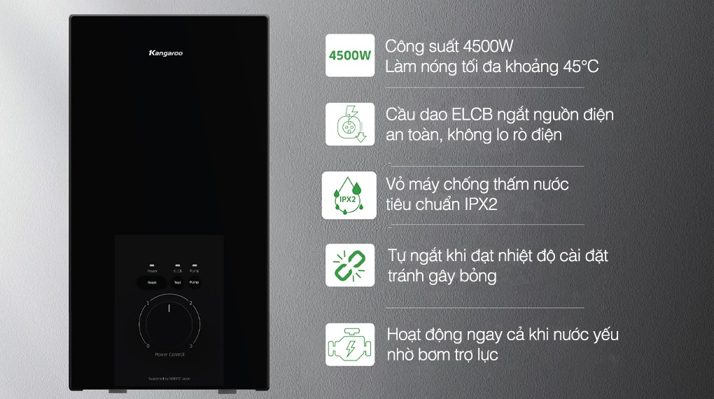 Máy nước nóng trực tiếp Kangaroo 4500W KGWD45P2