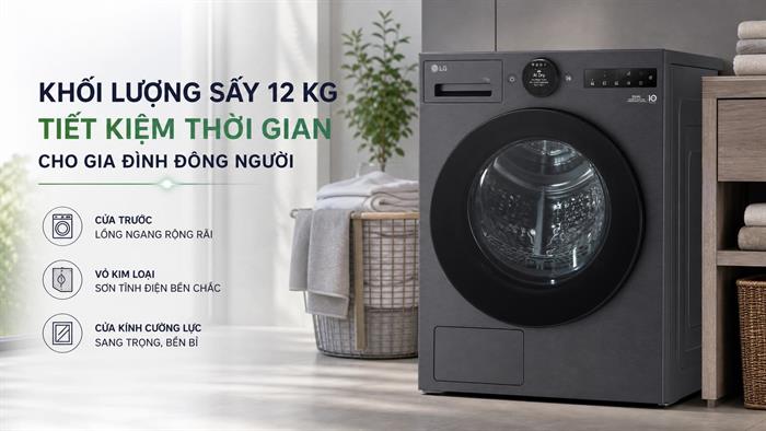 Máy sấy bơm nhiệt LG 12 kg RX12VHP3K
