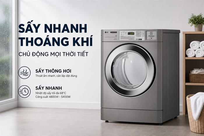 Máy sấy thông hơi công nghiệp LG 10.2 kg CDG27RUQES