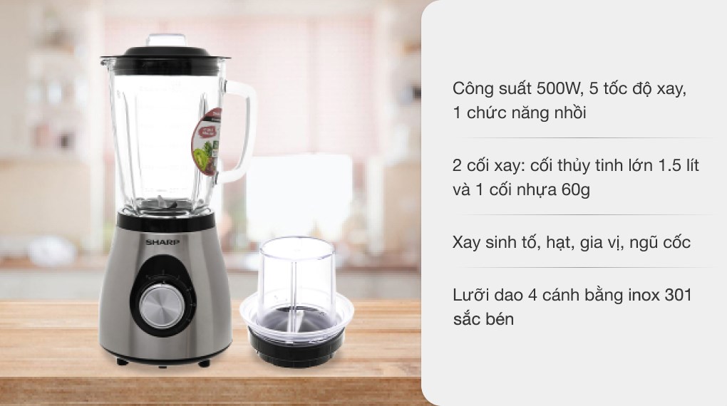 Máy xay sinh tố đa năng Sharp EM-S155GV-ST