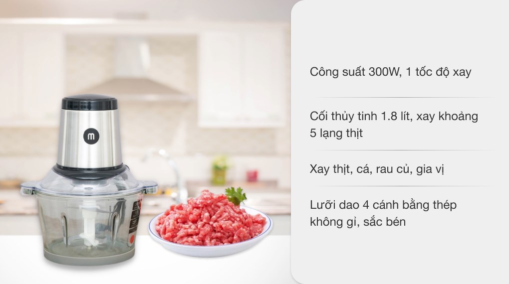 Máy xay thịt đa năng Mishio MK-135 300W 1.8 lít