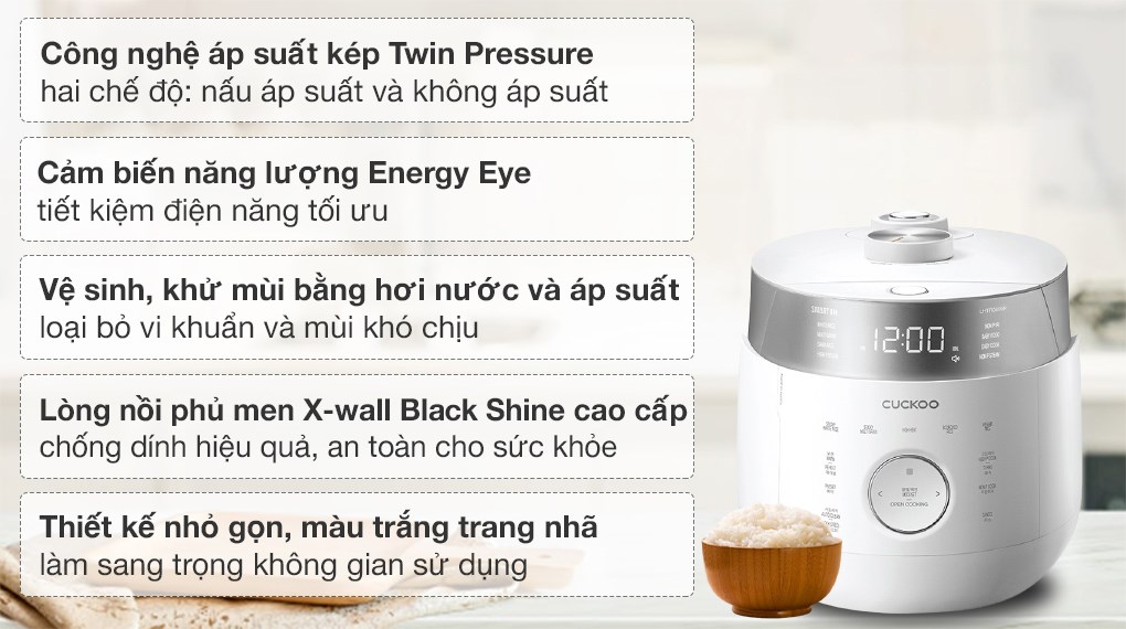 Nồi cơm áp suất cao tần Cuckoo 1.08 lít CRP-LHTR0609F/WHSIVNCV