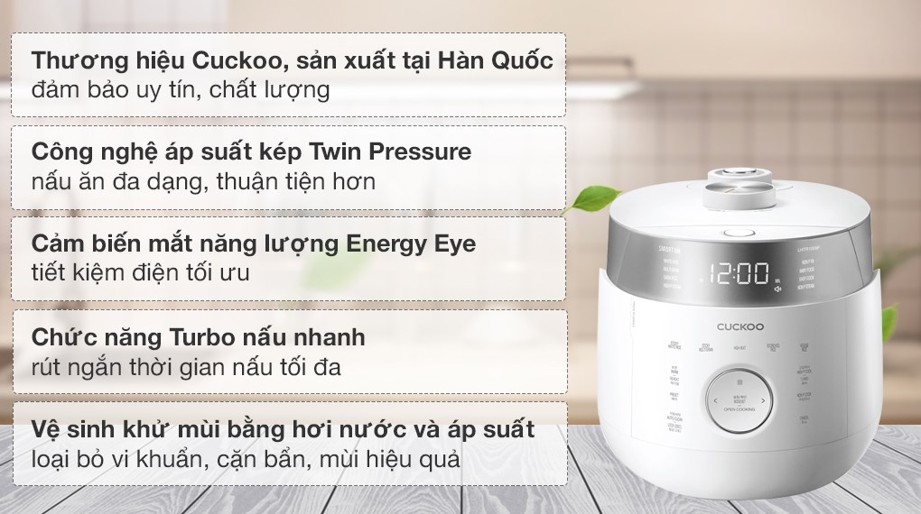 Nồi cơm áp suất cao tần Cuckoo 1.8 lít CRP-LHTR1009F/WHSIVNCV
