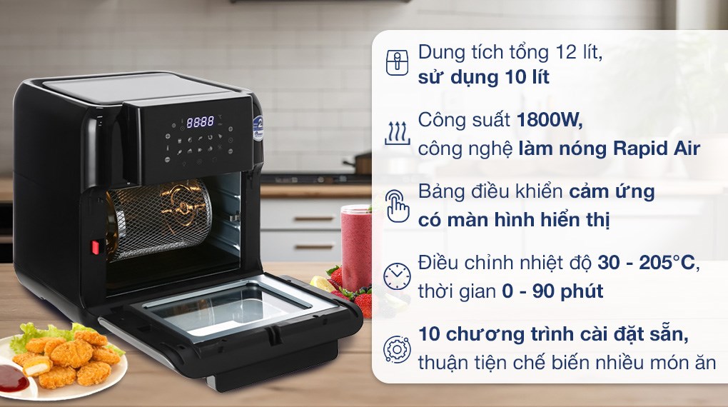 Lò chiên không dầu BlueStone 10 lít AFB-5888