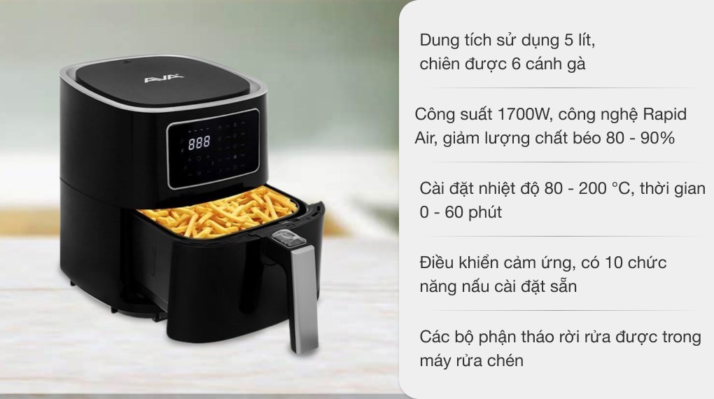 Nồi chiên không dầu AVA 5 lít AF40155D