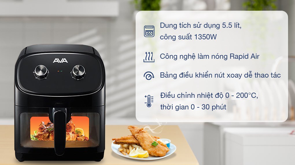 Nồi chiên không dầu AVA 5.5 lít 55K07A