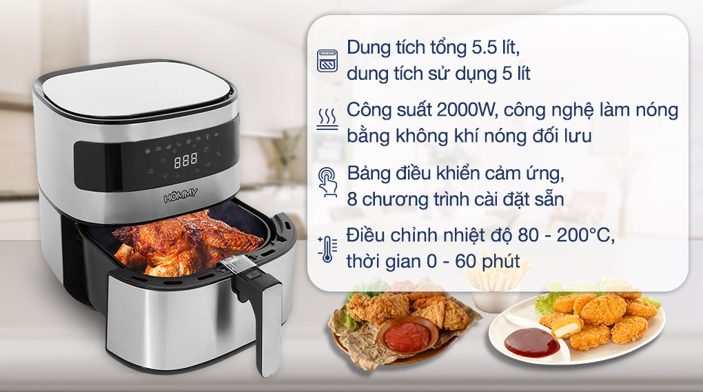 Nồi chiên không dầu Hommy BF525 5.5 lít