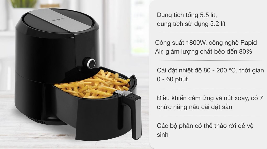 Nồi chiên không dầu Kangaroo 5.2 lít KG55AF1A