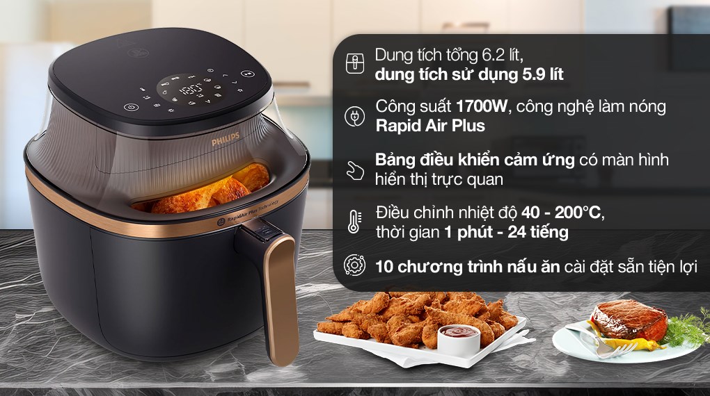 Nồi chiên không dầu Philips 6.2 lít NA332/00