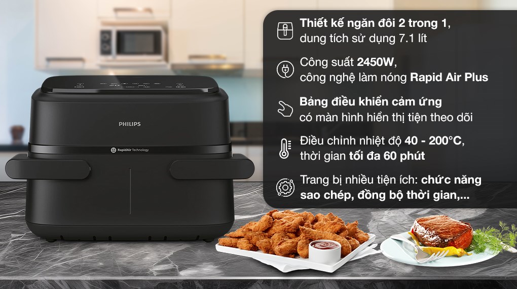 Nồi chiên không dầu Philips 7.1 lít NA150/00