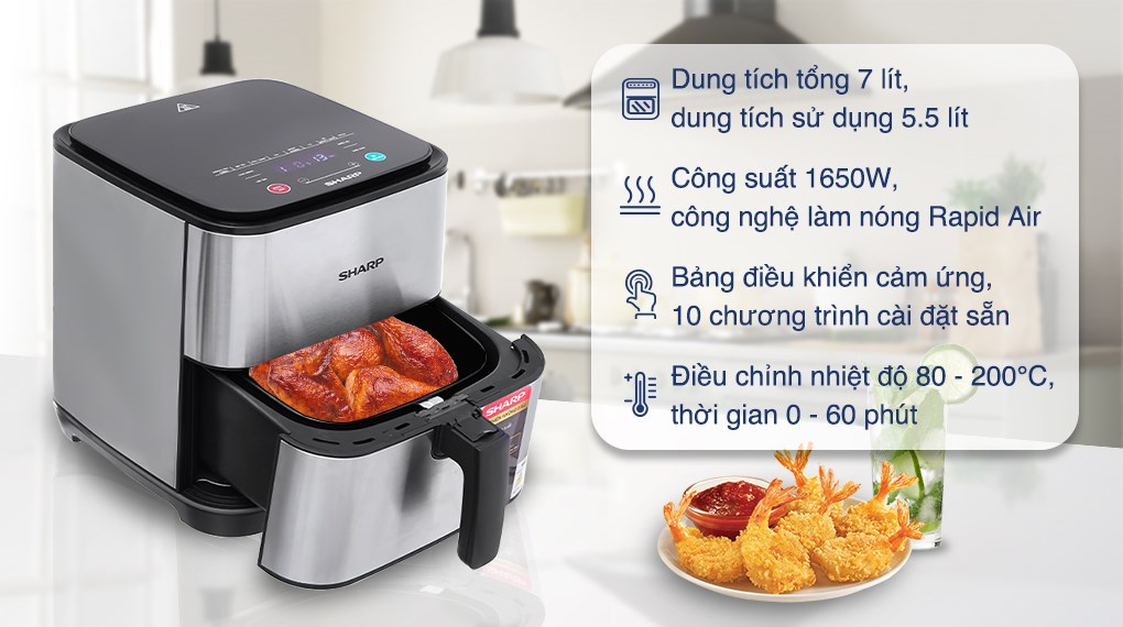 Nồi chiên không dầu Sharp 7 lít KF-AF70EV-ST
