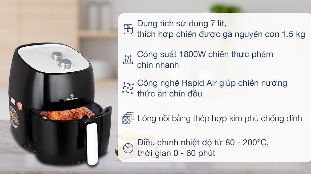 Nồi chiên không dầu Smartcook 7 lít AFS-3941