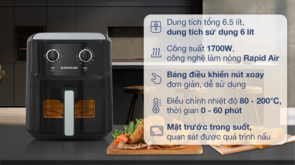 Nồi chiên không dầu Sunhouse 6.5 lít SHD4030