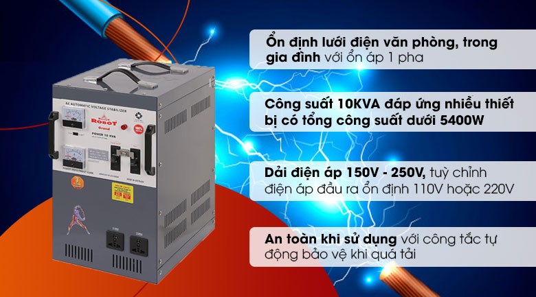 Ổn áp Robot 1 pha 10KVA 150