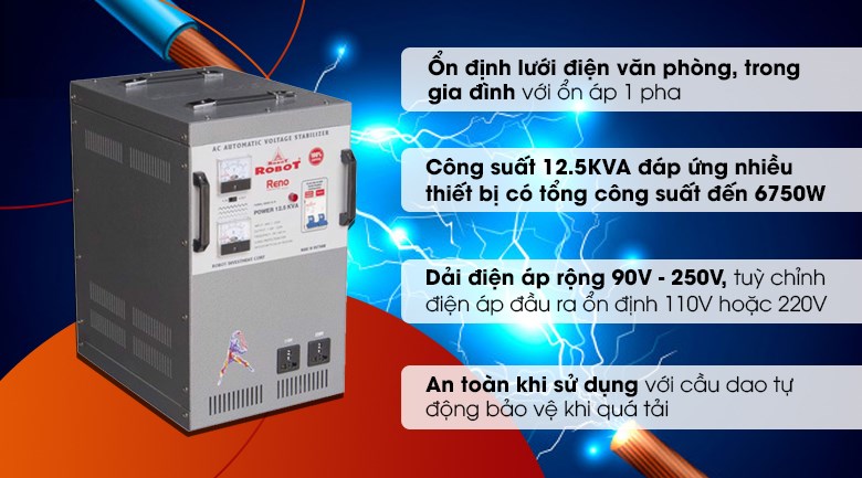 Ổn áp Robot 1 pha 12.5KVA 90