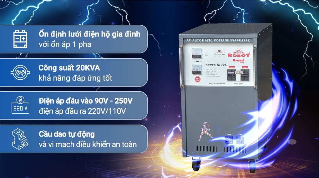 Ổn áp Robot 1 pha 20KVA 90