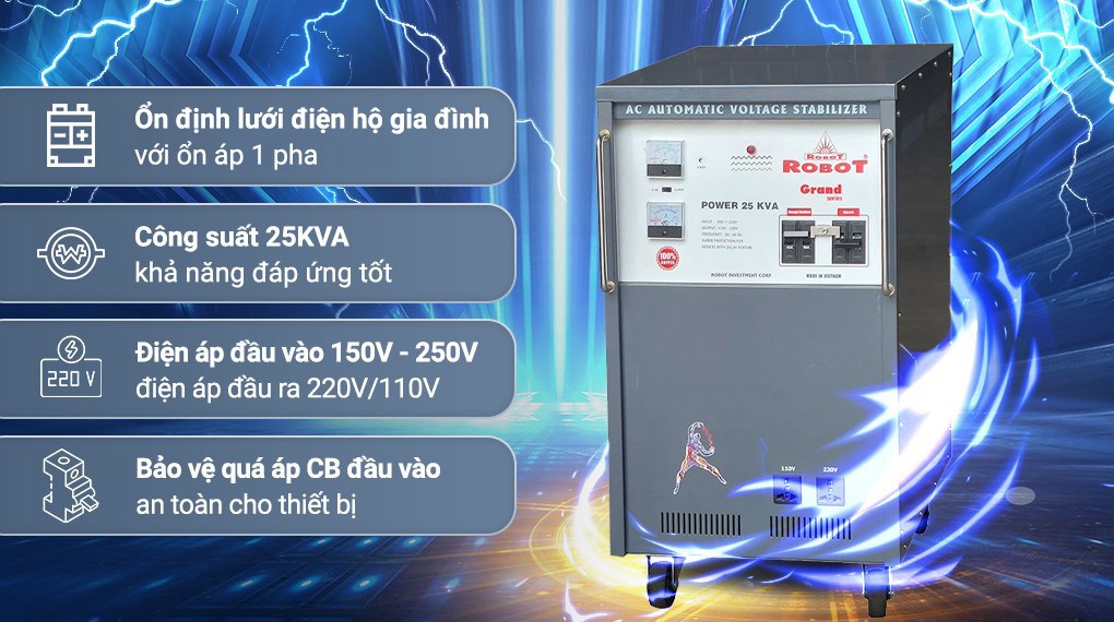 Ổn áp Robot 1 pha 25KVA 150
