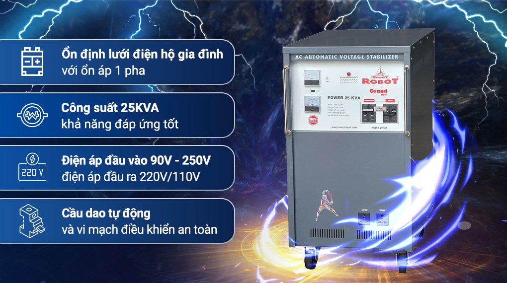Ổn áp Robot 1 pha 25KVA 90