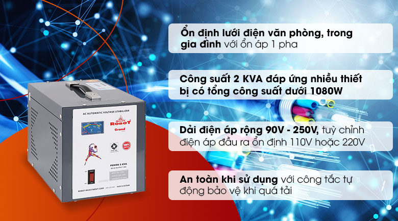 Ổn áp Robot 1 pha 2KVA 90
