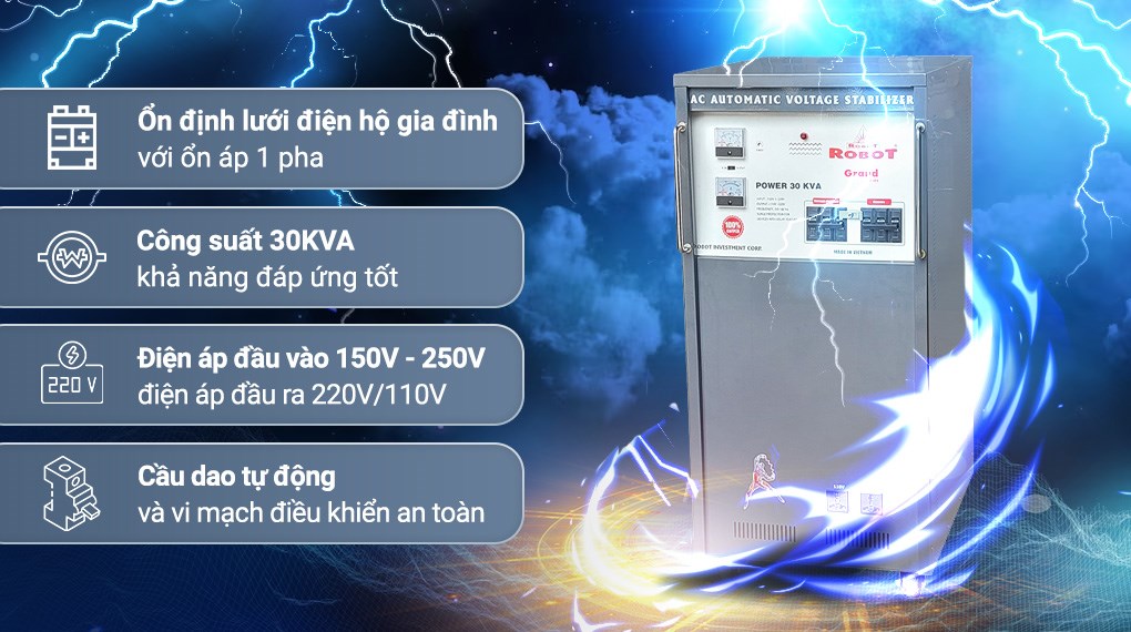 Ổn áp Robot 1 pha 30KVA 150