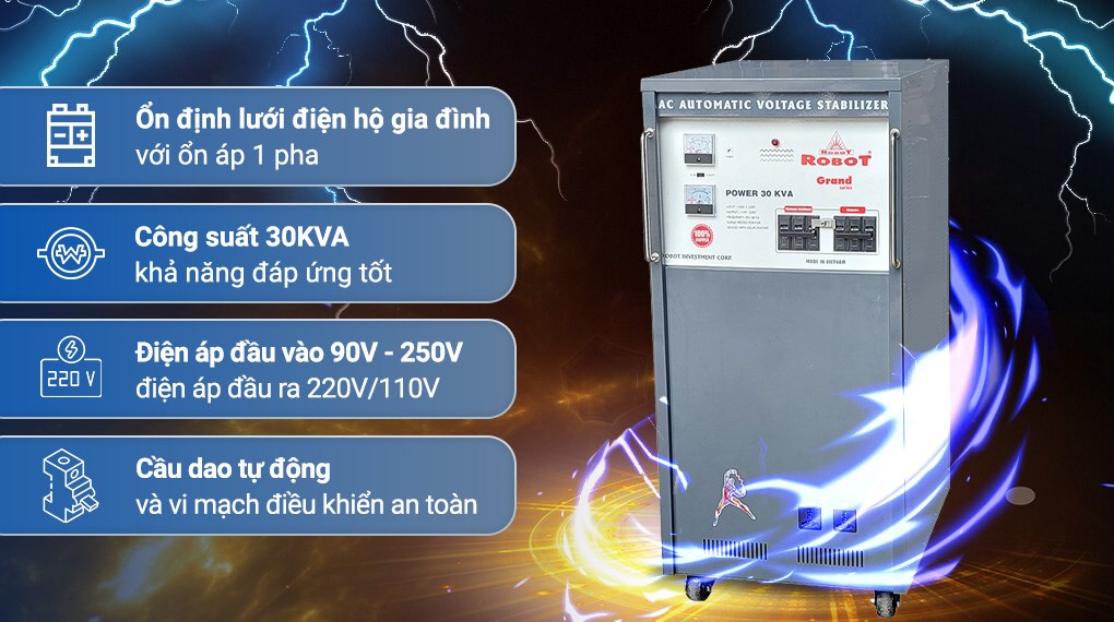 Ổn áp Robot 1 pha 30KVA 90