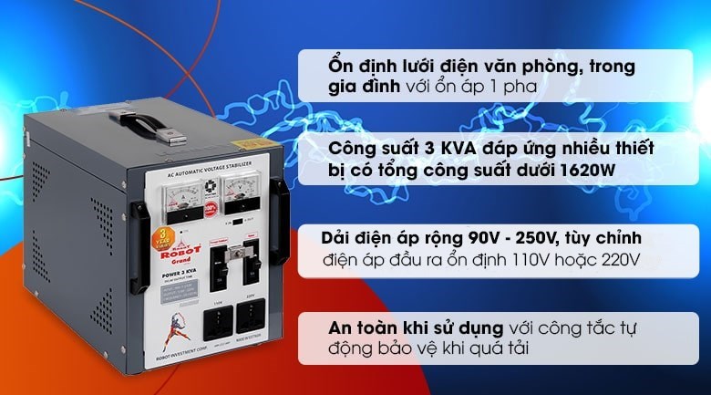 Ổn áp Robot 1 pha 3KVA 90