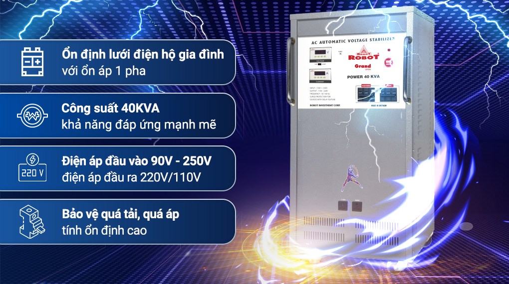 Ổn áp Robot 1 pha 40KVA 90