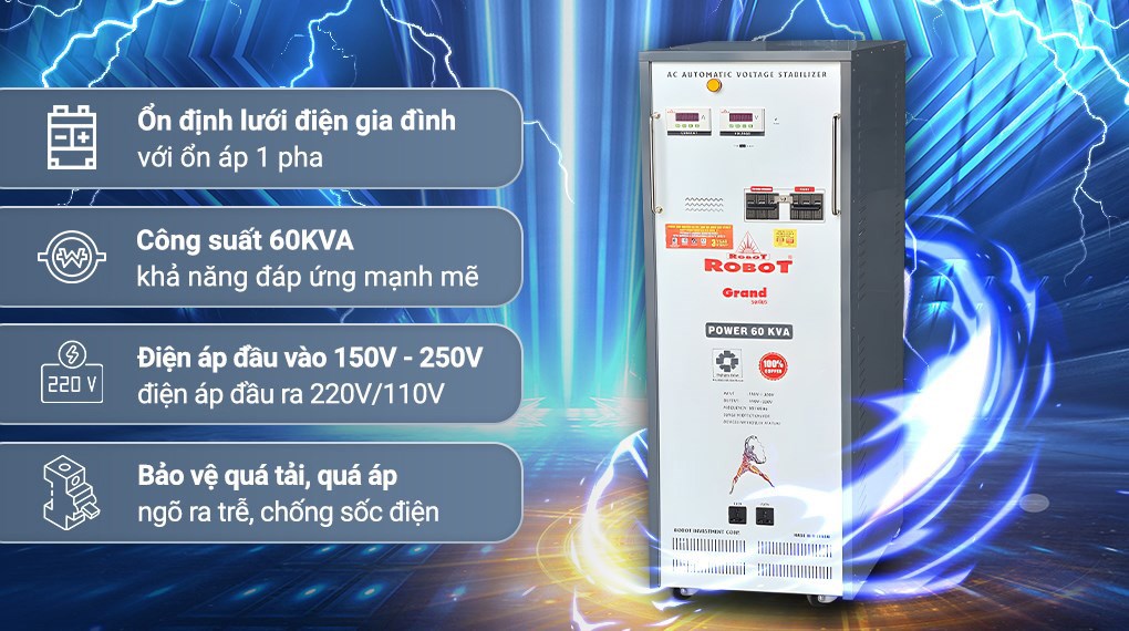 Ổn áp Robot 1 pha 60KVA 150