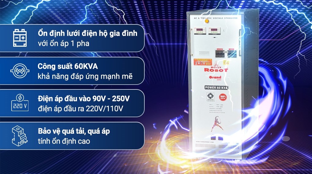Ổn áp Robot 1 pha 60KVA 90