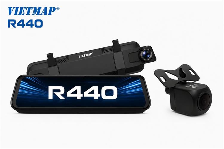 Camera hành trình xe hơi ghi hình trước sau 4K Cảnh Báo Giọng Nói GPS Vietmap R440
