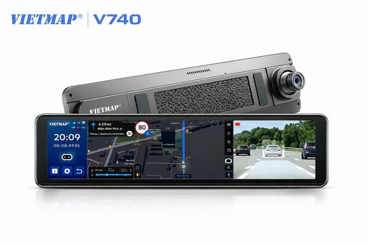 Camera hành trình xe hơi ghi hình trước sau Full HD Cảnh Báo Giọng Nói ADAS 4G GPS Vietmap V740