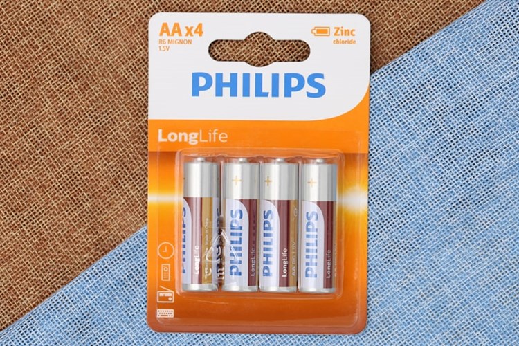 Pin AA 4 viên Zinc Carbon Philips R6L4B