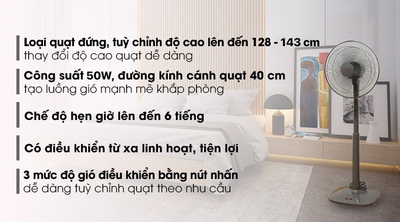 Quạt đứng KDK 3 cánh M40K GY 50W