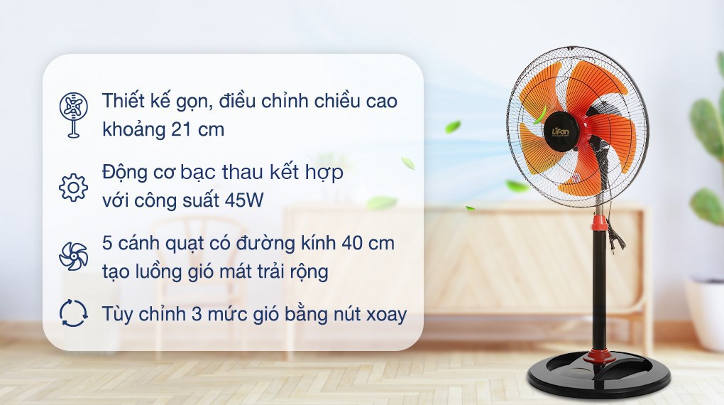 Quạt đứng Lifan 5 cánh Đ-616 45W - Đen