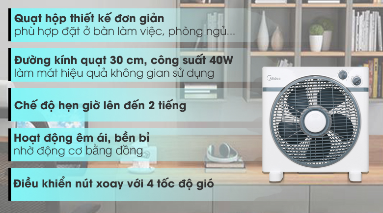 Quạt hộp Midea 5 cánh KYT30-15A 40W