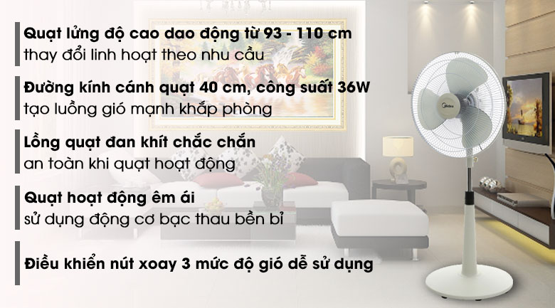 Quạt lửng Midea 3 cánh FTS40-17VD 36W