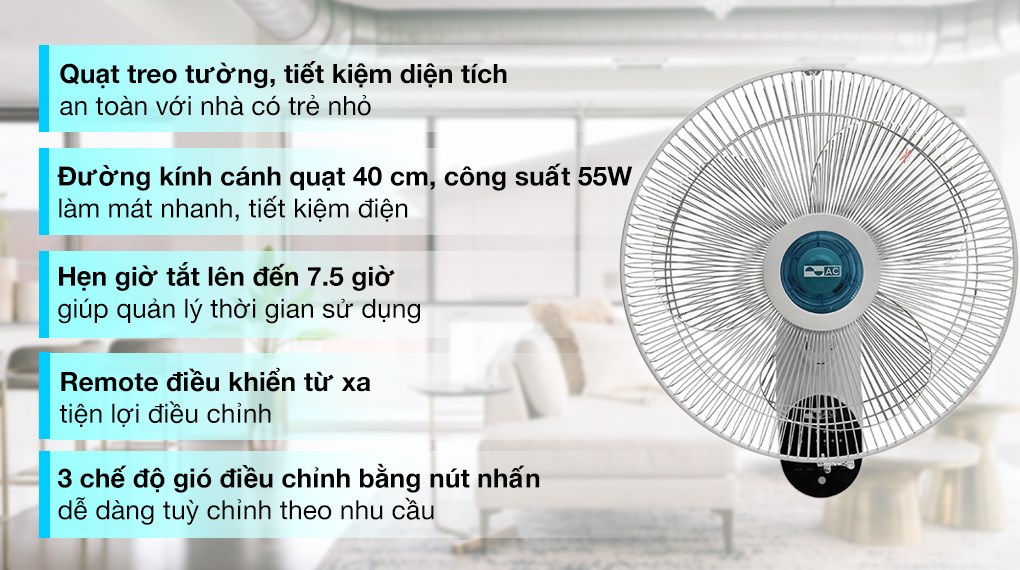 Quạt treo tường AC 3 cánh AWF02A163 55W