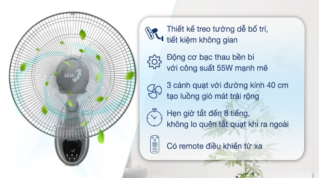 Quạt treo tường Asia 3 cánh VY377990 55W