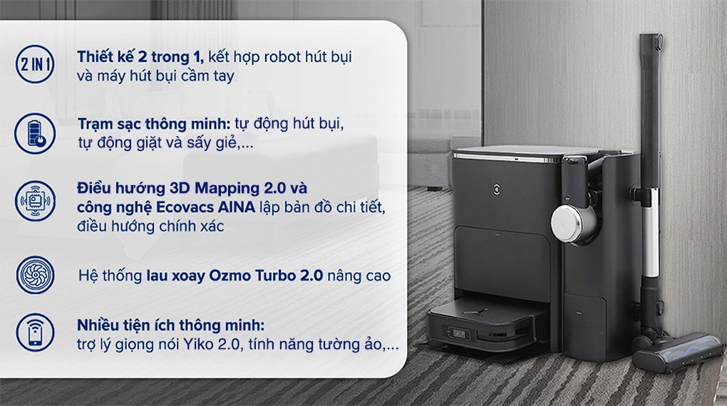 Robot hút bụi lau nhà Ecovacs Deebot X2 Combo
