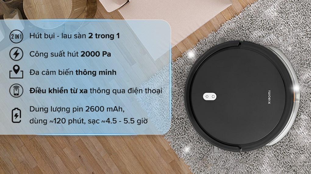 Robot hút bụi lau nhà Xiaomi Vacuum E5 - Đen