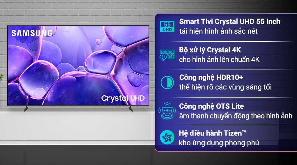 Smart Tivi Crystal UHD Samsung 4K 55 inch UA55U8550F