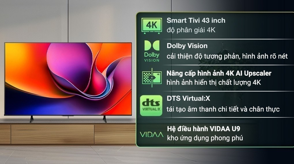 Smart Tivi Hisense 4K 43 inch 43A6Q