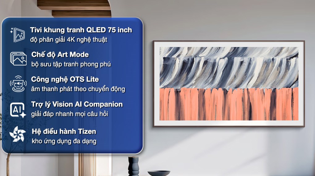 Smart Tivi Khung Tranh The Frame QLED Samsung AI 4K 75 inch QA75LS03HE