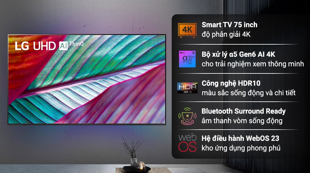Smart Tivi LG AI 4K 75 inch 75UR7550PSC
