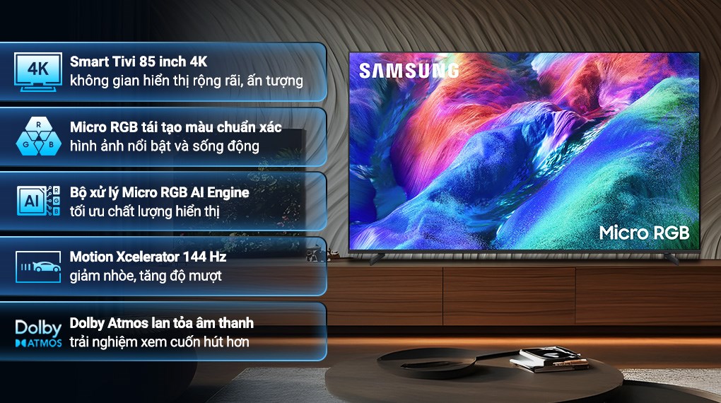 Smart tivi Micro RGB Samsung AI 4K 85 inch MRA85R85HA
